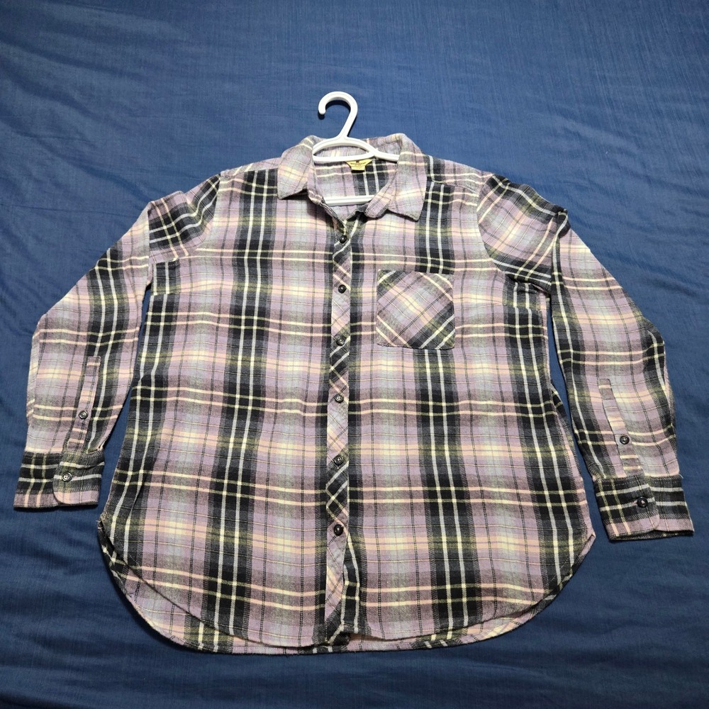 Woolrich Plaid Flannel Shirt WomenS L Purple Good Long Sleeve Cotton Button Up